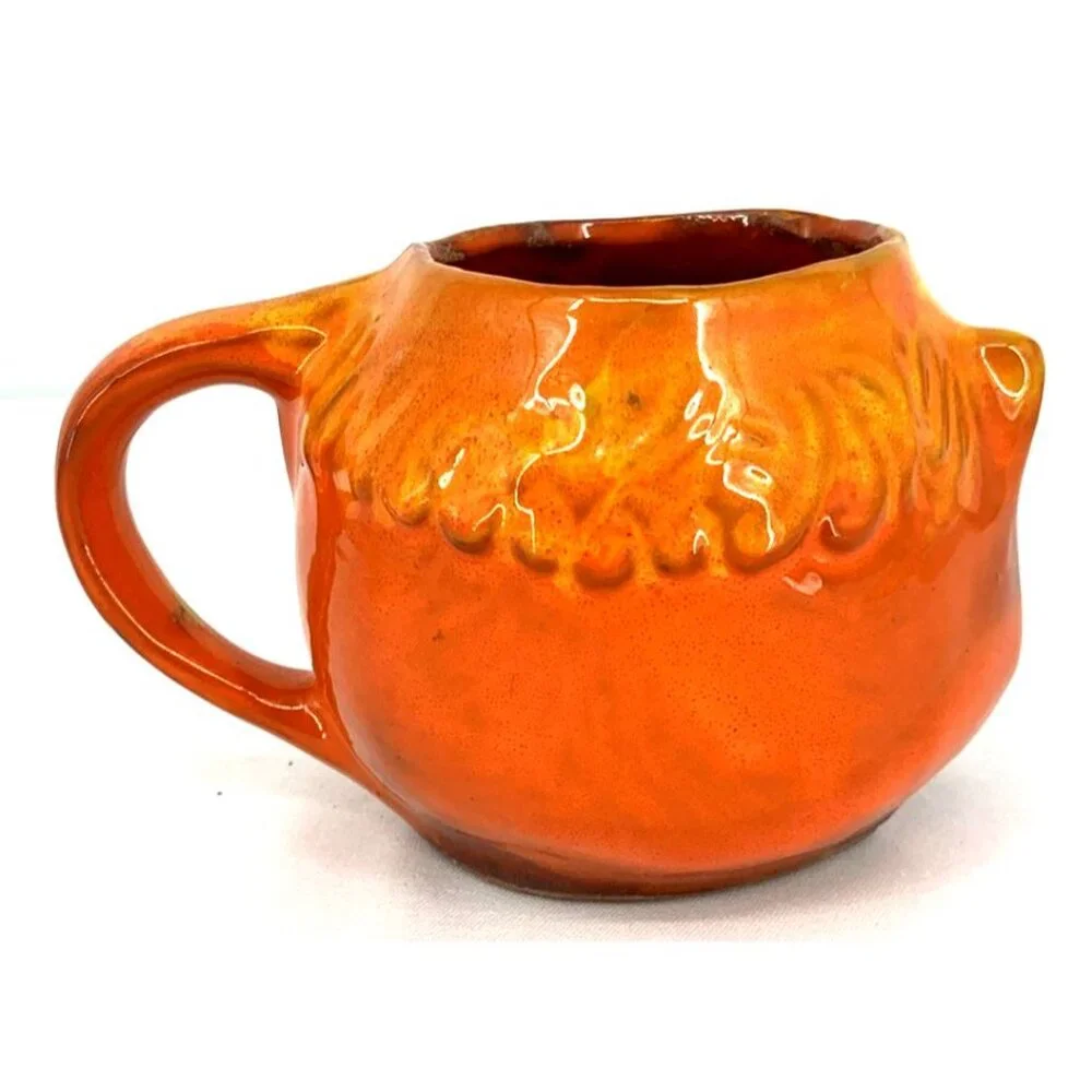 Pacific Stoneware Bennett Welsh Cat Orange Cup Mug 1969 Vintage